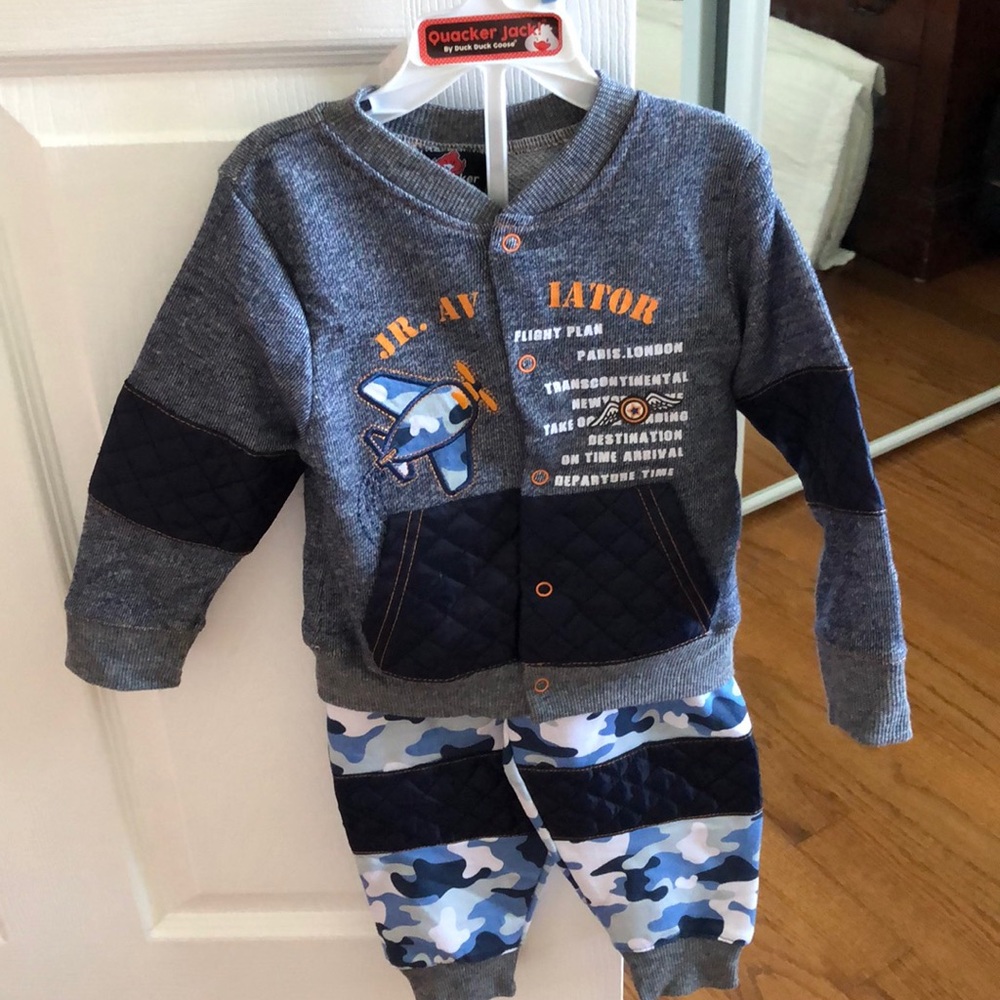 Quaker Jack 2pc Matching Airplane Toddler Boy 24M